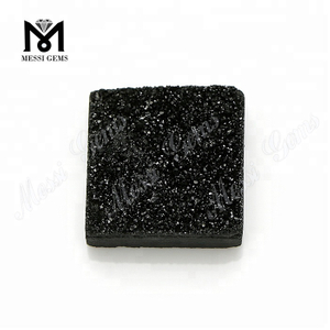 Forme carrée noire de pierre de Druzy Druzy naturel de la forme 12x12mm pour des bijoux