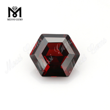 pierres de forme hexagonale pierres de diamant de zircon synthétique de couleur grenat