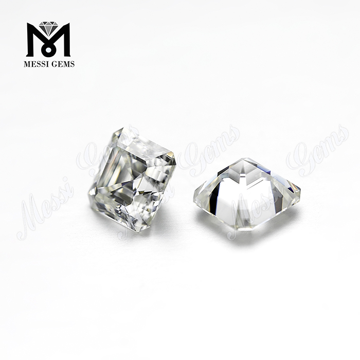 Pierre de diamant Moissanite blanche synthétique taille Asscher de 1 carat