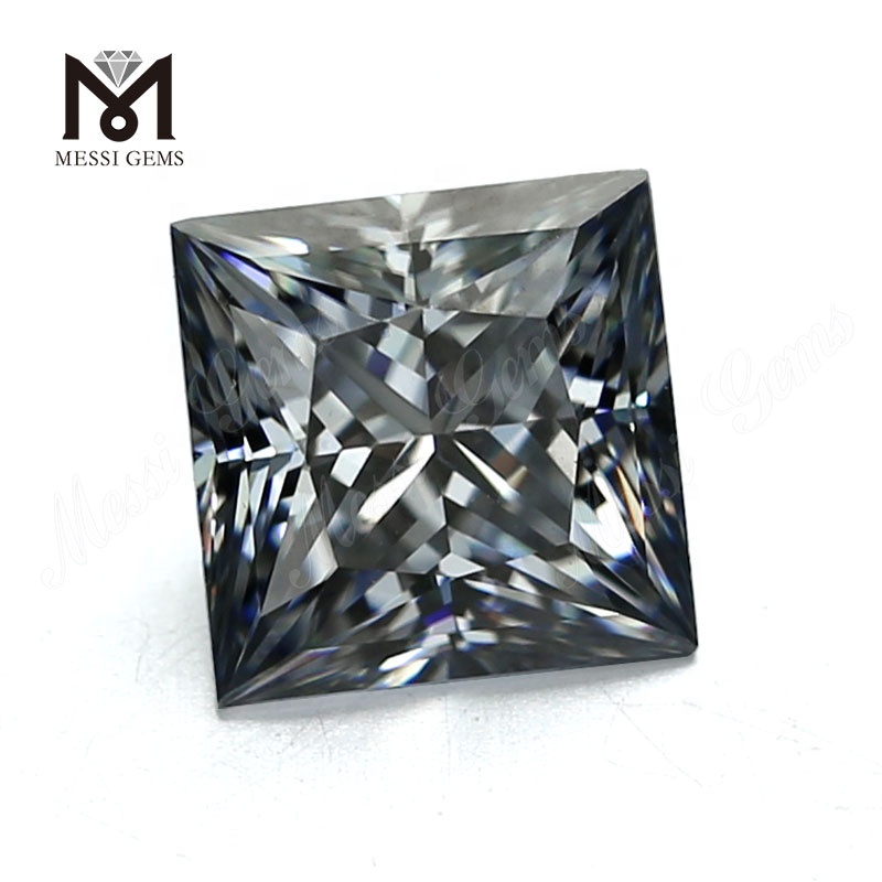 Diamants artificiels en vrac Square Princess Gray Moissanite Stone