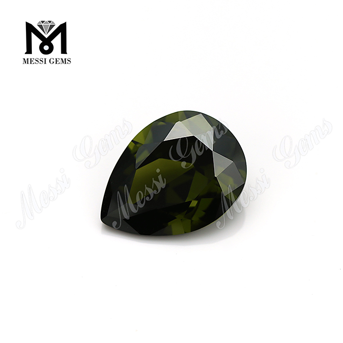 Wuzhou en gros olive 5x7mm poire coupe zircone cubique synthétique