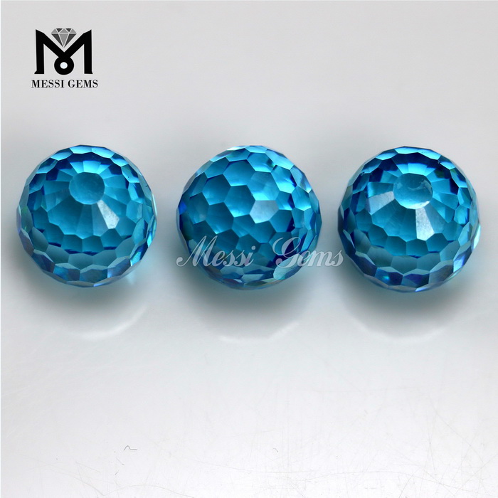Prix ​​de gros Zircon Stone Aqua Blue 12mm Zircone cubique à facettes rondes