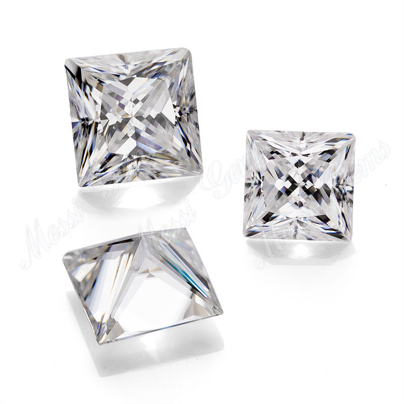diamant moissanite pierre lâche coupe princesse carrée