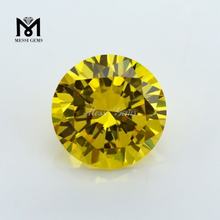Pierre précieuse de zircon cubique synthétique taille diamant rond brillant jaune doré