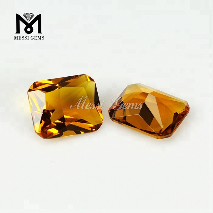 vente en gros pierre d\'ambre synthétique octogone pierre de verre de couleur ambre