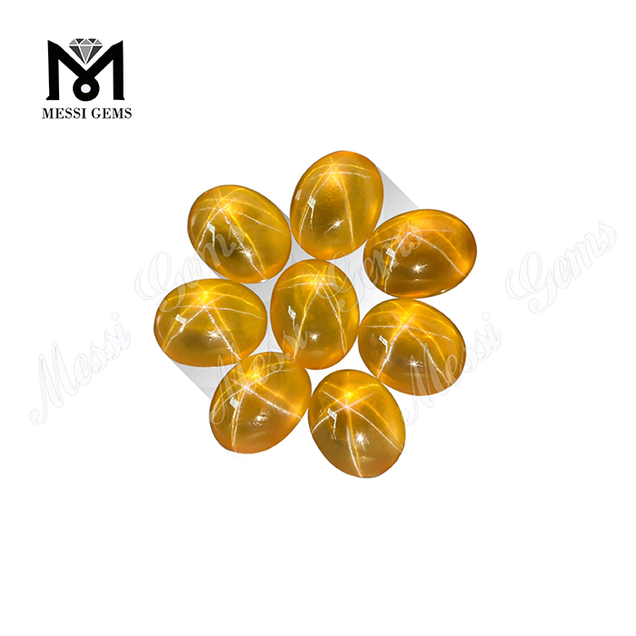 Prix ​​des pierres de saphir étoilé de couleur jaune synthétique chinois pour les bijoux