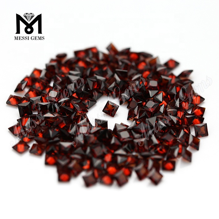 3x3mm taille princesse pierres précieuses propres en vrac grenat rouge naturel