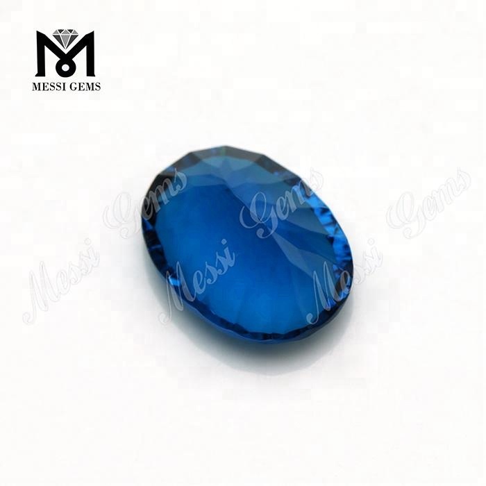 Vente en gros de pierres précieuses en verre bleu concave synthétique 15x20