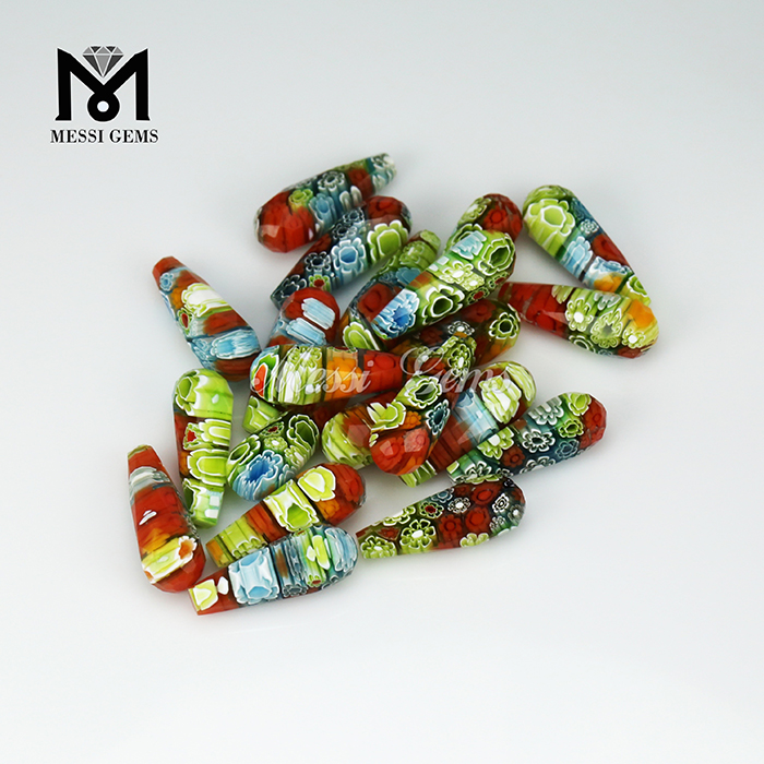 formes de gouttes de différentes couleurs Perle givrée de Murano Millefiorie