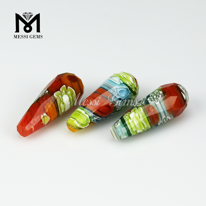 formes de gouttes de différentes couleurs Perle givrée de Murano Millefiorie