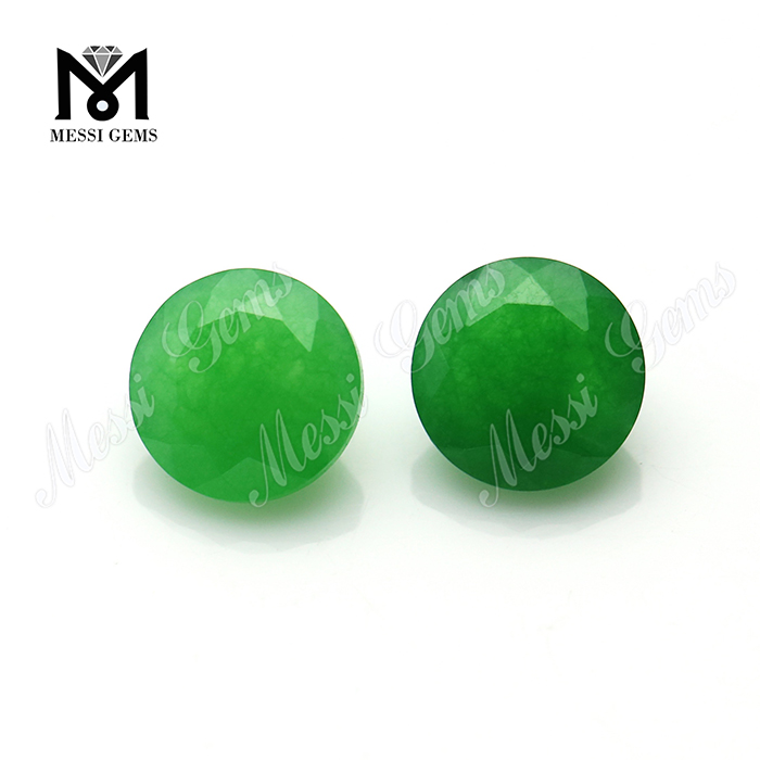 Gemmes de jade vertes rondes taillées de 8,0 mm pour le sertissage de bijoux