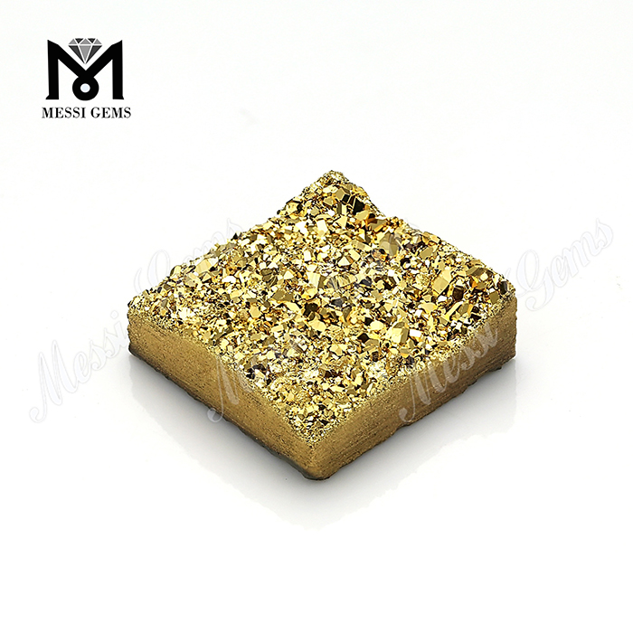 14mm vente en gros géode drusy 24K or forme carrée druzy