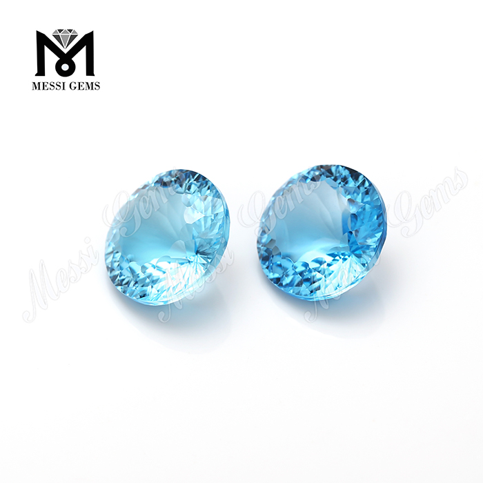 Topaze bleue naturelle ronde de 6 mm de Messi Gems