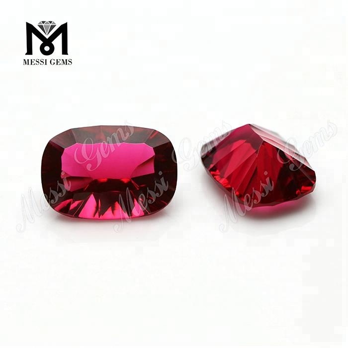 Coussin 13 X 18 MM Concave Cut Red Glass Gemstone