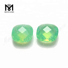 Vente chaude coussin double facette 10 * 10 mm pierre de verre vert