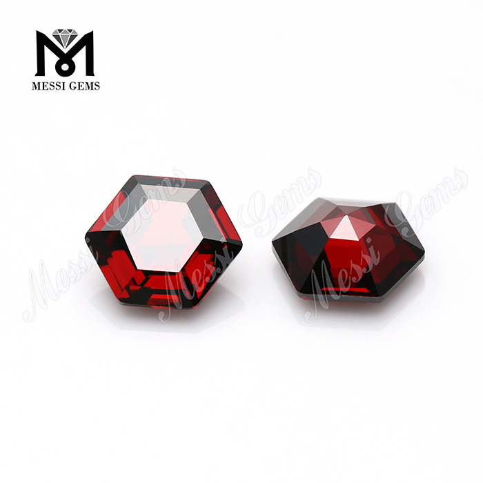 pierres de forme hexagonale pierres de diamant de zircon synthétique de couleur grenat