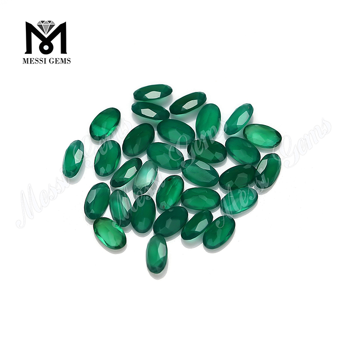 Prix ​​​​de la pierre d\'agate verte de pierre précieuse naturelle en vrac de 3x5mm de coupe ovale