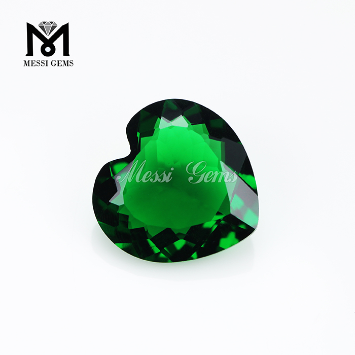 vente en gros coeur pierre à facettes verre vert émeraude
