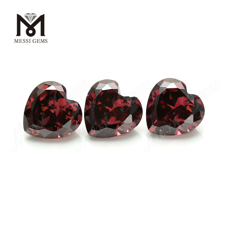Usine de Wuzhou pierres précieuses en vrac de haute qualité 6mm coeur de zircone cubique Rodolite