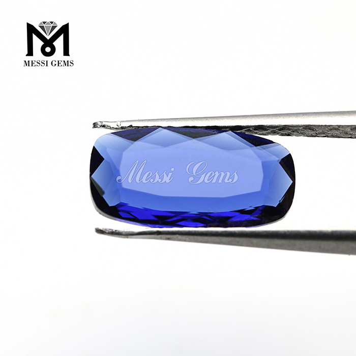 perles de pierre de verre en vrac coupées en coussin bleu de chine