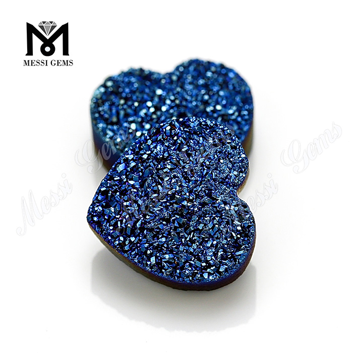 Forme de coeur Druzy naturel 12x12mm Pierre d'agate Druzy bleue en vrac
