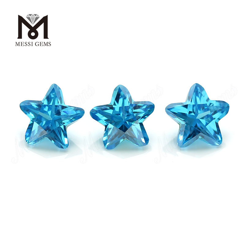 wuzhou 7x7mm en forme d'étoile bleu aqua cz pierres en vrac