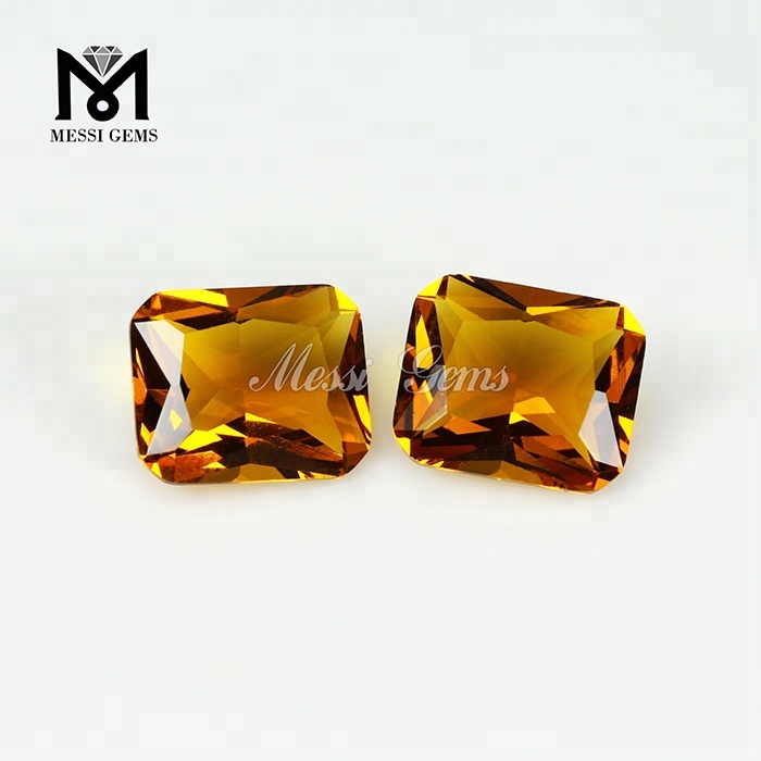 vente en gros pierre d\'ambre synthétique octogone pierre de verre de couleur ambre