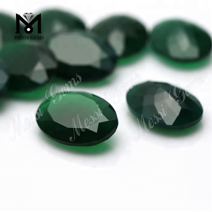 prix d\'usine coupe ovale 8*10 mm pierre d\'agate calcédoine verte