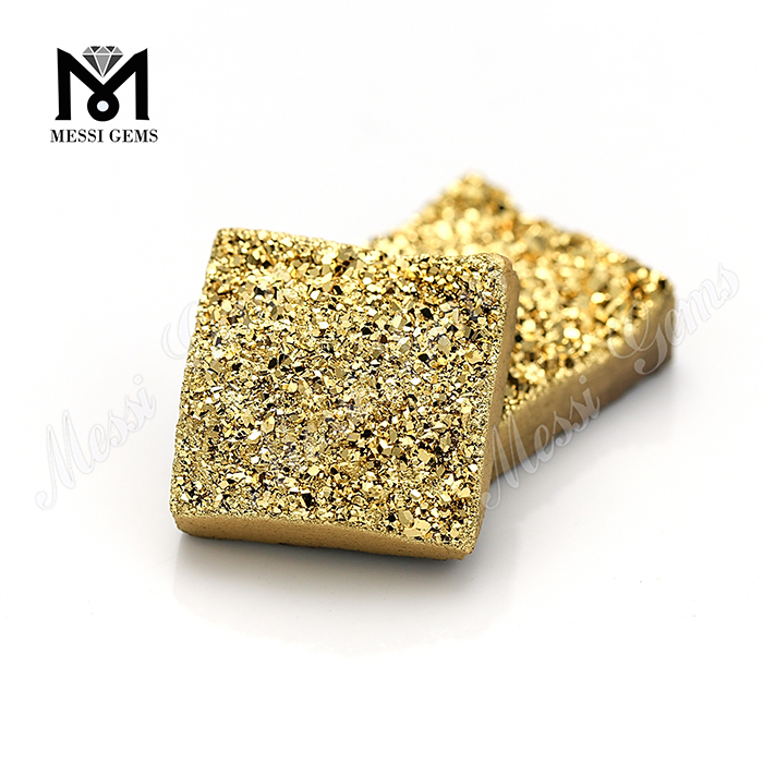 14mm vente en gros géode drusy 24K or forme carrée druzy