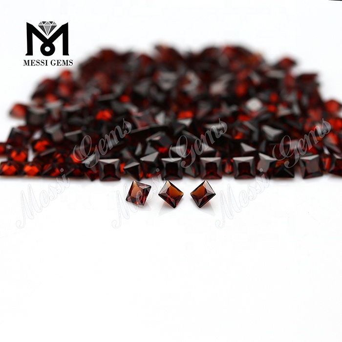 3x3mm taille princesse pierres précieuses propres en vrac grenat rouge naturel