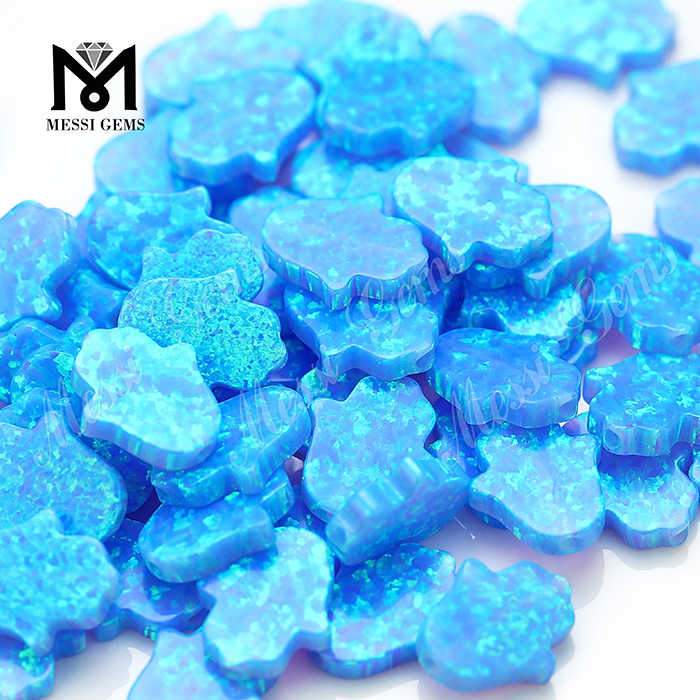 Laboratoire créé main forme opale 11x13mm synthétique opale bleu feu opale Hamsa