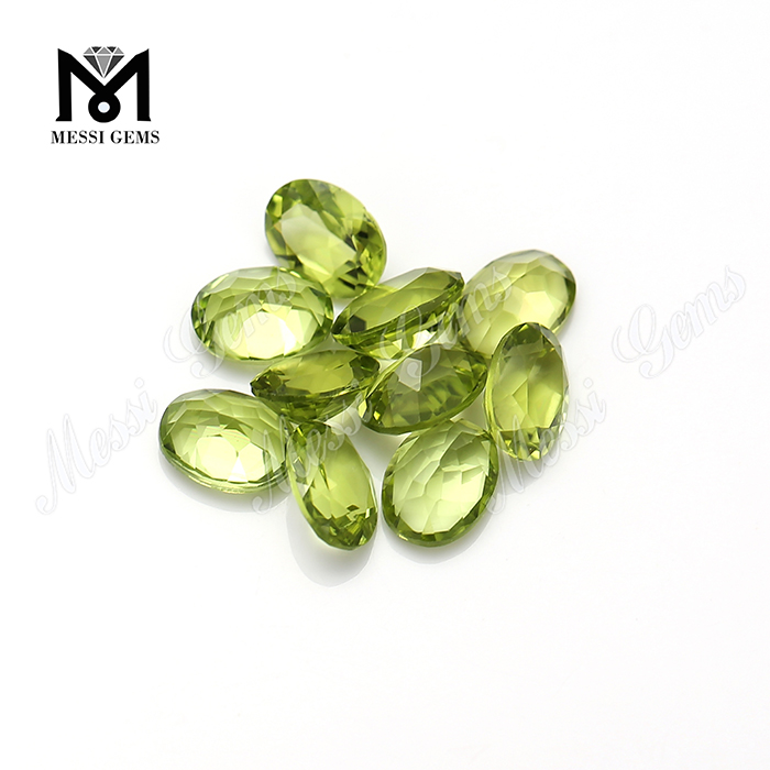 Prix ​​de la pierre d\'olivine naturelle de la pierre d\'olivine ovale de qualité propre de Guangzhou Eye 6x8mm