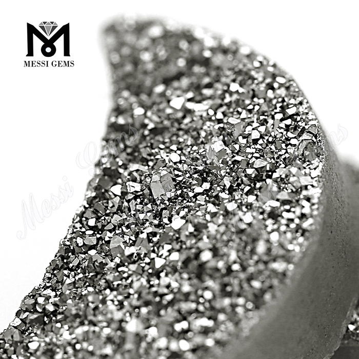Vente en gros de pierre d\'agate Druzy naturelle de couleur argent pour la fabrication de bijoux