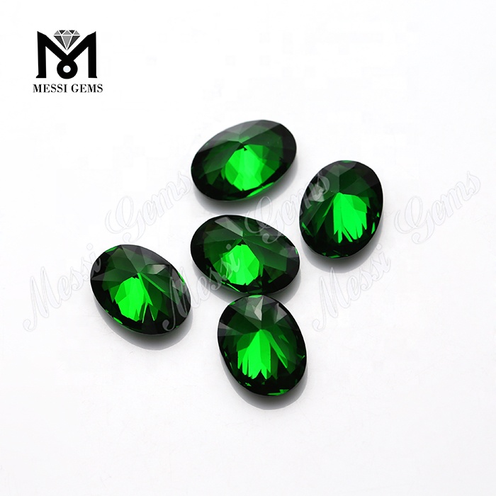 Usine de qualité supérieure forme ovale couleur verte 13*18mm zircone cubique, fabrication de bijoux