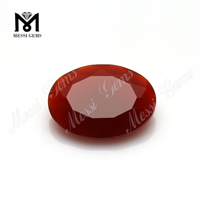 agate rouge naturelle taille ovale facettée taille 13*18mm