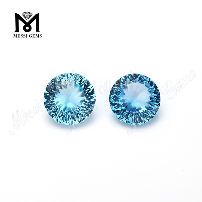 Topaze bleue naturelle ronde de 6 mm de Messi Gems