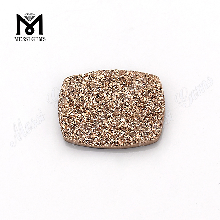 Dos plat taille coussin 10 x 14 mm Druzy Gemstone or rose naturel Druzy Stone