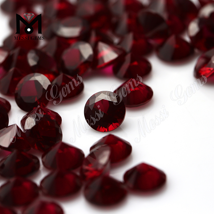 Rubis synthétique taille brillant rond de 2 mm en vrac 8 # rubis rouge