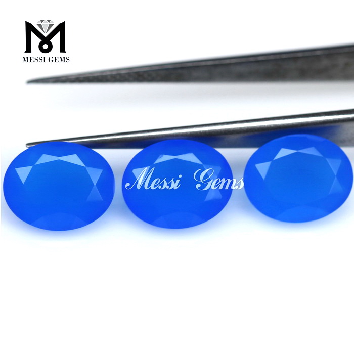 Perles d\'agate ovale de pierres précieuses de mode de vente chaude 8x10 pierre d\'agate bleue lâche