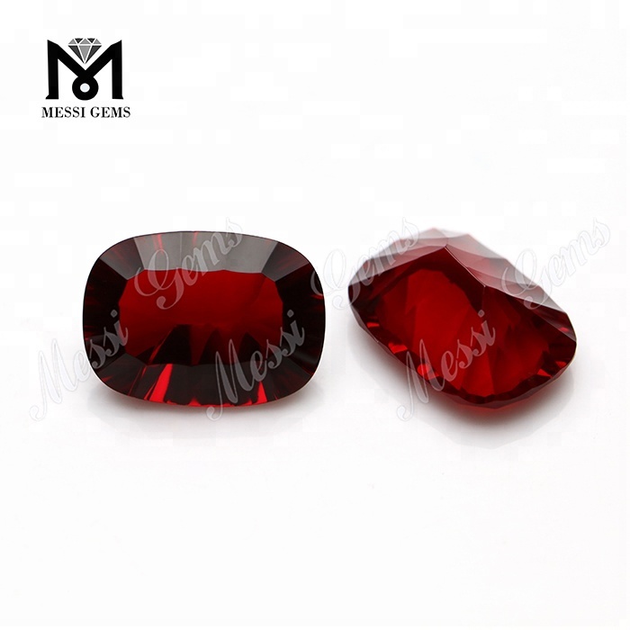 Prix ​​d\'usine de Wuzhou coussin d\'art lapidaire coupe concave pierres de verre de couleur rouge