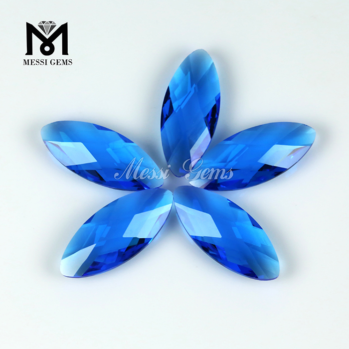 Marquise Cut Double Briolette 8 x 19 mm Topaze bleue Perle en verre pour la fabrication de bijoux
