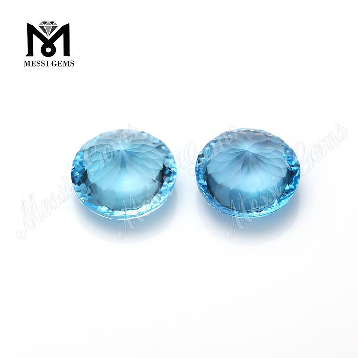 Topaze bleue naturelle ronde de 6 mm de Messi Gems