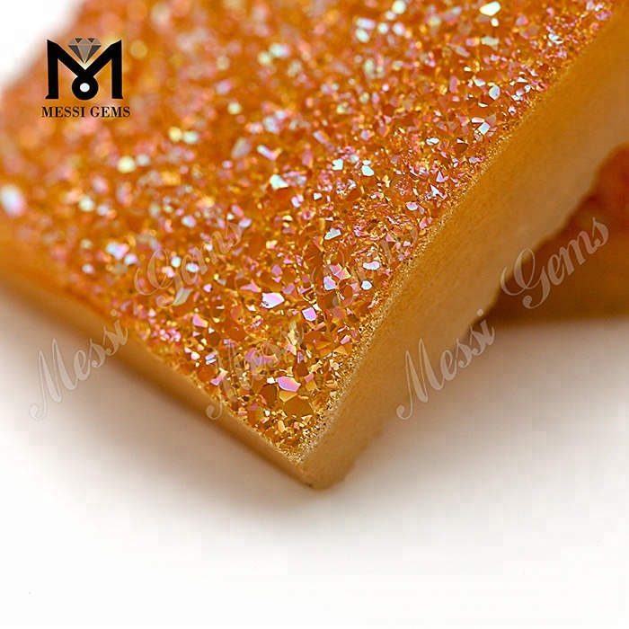Prix ​​de la pierre druzy naturelle cabochon druzy ambre coupe carrée en gros usine