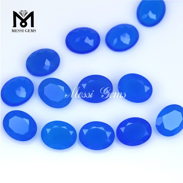 Perles d\'agate ovale de pierres précieuses de mode de vente chaude 8x10 pierre d\'agate bleue lâche