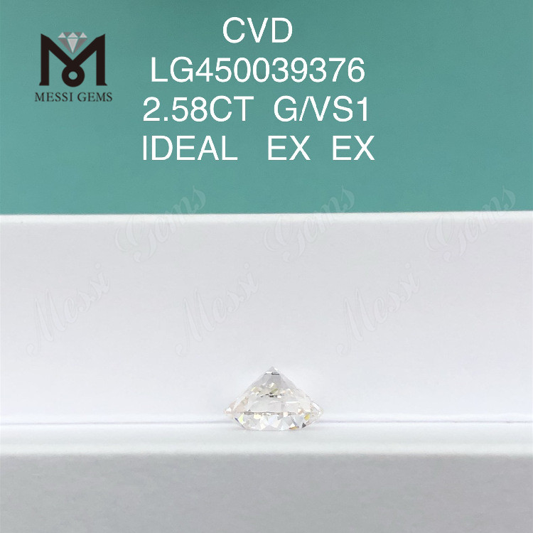 Diamants de laboratoire CVD ronds taille G VS1 IDEL de 2,58 carats