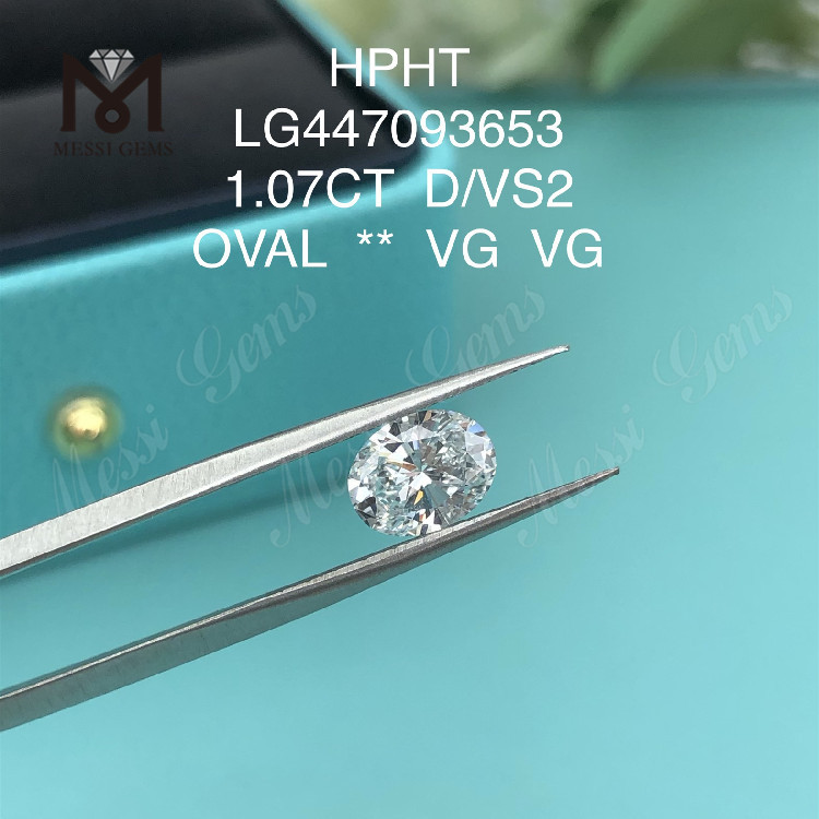 Diamants de laboratoire ovales de qualité D VS2 de 1,07 carat HPHT