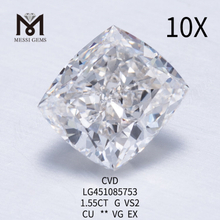 Diamants de laboratoire 1,55 carat Cushion Brilliant G VS2 CVD