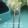 1,16 carat G VS2 Diamants de laboratoire ronds IDEAL 2EX 1 carat