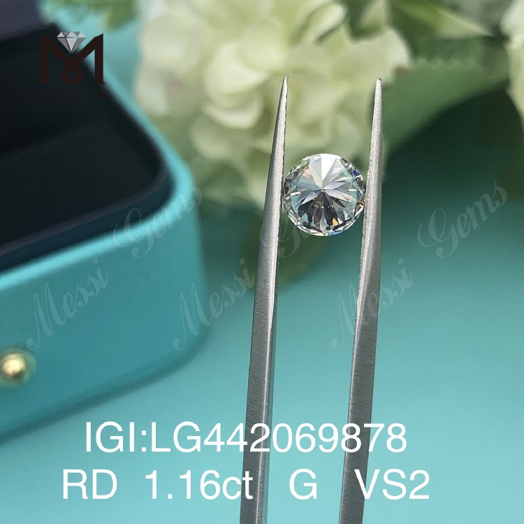 1,16 carat G VS2 Diamants de laboratoire ronds IDEAL 2EX 1 carat