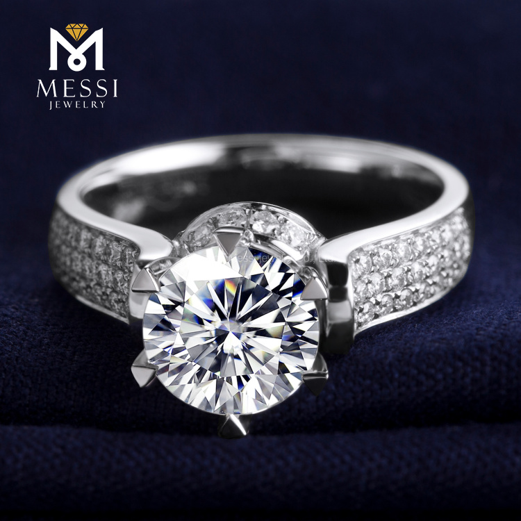 Bagues en diamant Moissanite six griffes serties de bijoux en or blanc 18 carats pour hommes et femmes Mariage de fiançailles
